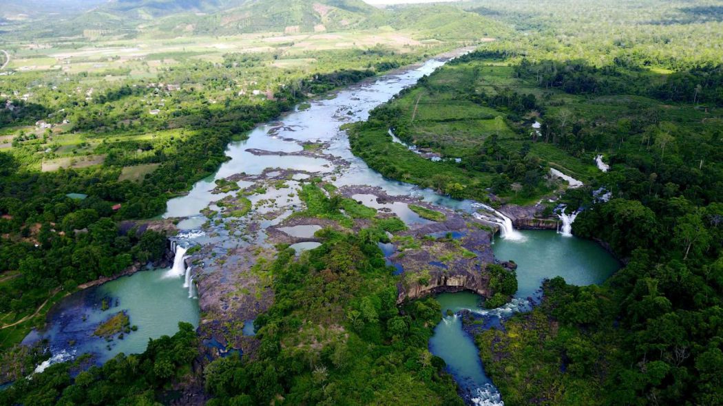 The Serepok River divides into two waterfalls, Dray Sap and Dray Nur. Photo by Hung Tran