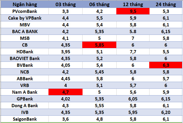 Nhung ngan hang co lai suat cao tren thi truong ngay 28.12.2024. Bang: Ha Vy
