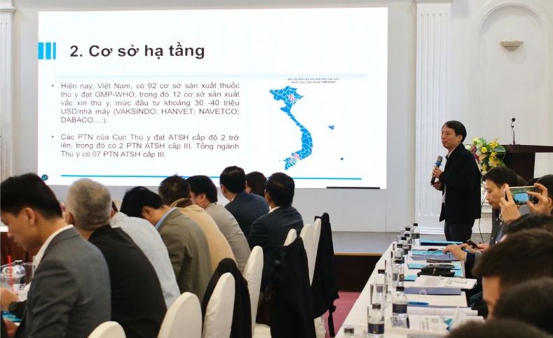 Ong Le Toan Thang - Truong phong Quan ly thuoc thu y, Cuc Thu y (Bo NNPTNT) - gioi thieu tong quan ve tinh hinh nghien cuu, san xuat, nhap khau, su dung vaccine thu y tai Viet Nam.