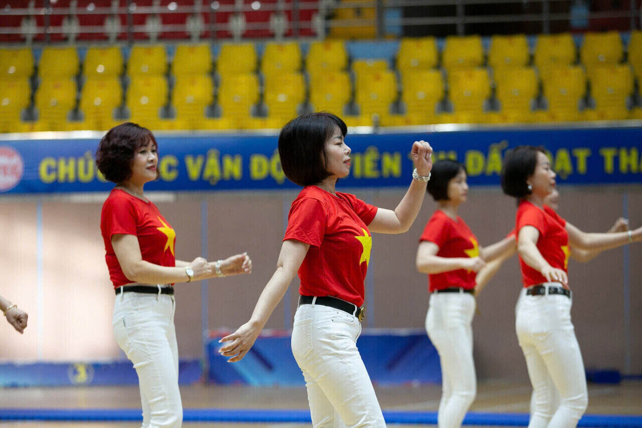 Hai Duong Department of Culture, Sports and Tourism organizes a sports dance exchange between clubs in the province. Photo: Mai Huong