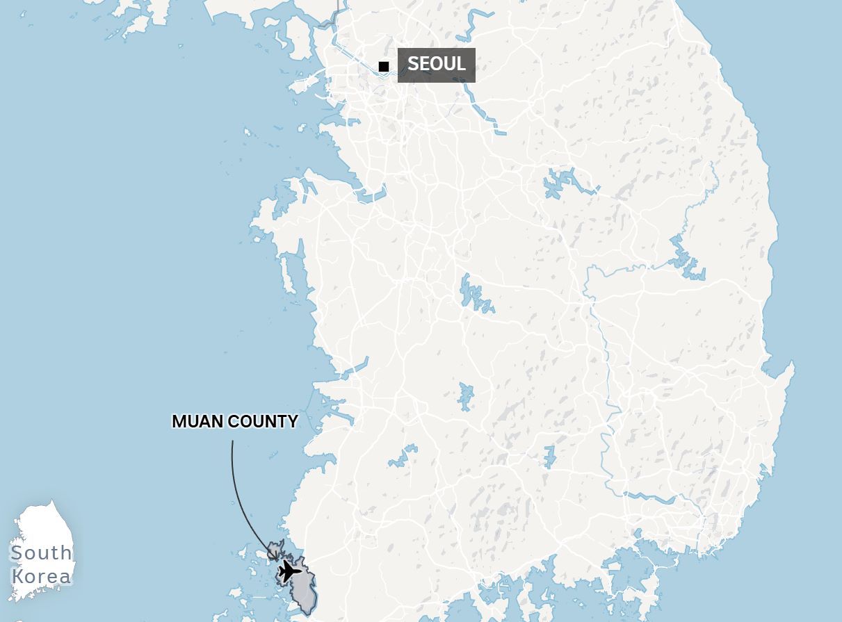 May bay gap nan o san bay, cach thu do Seoul. Anh: Open Street Map