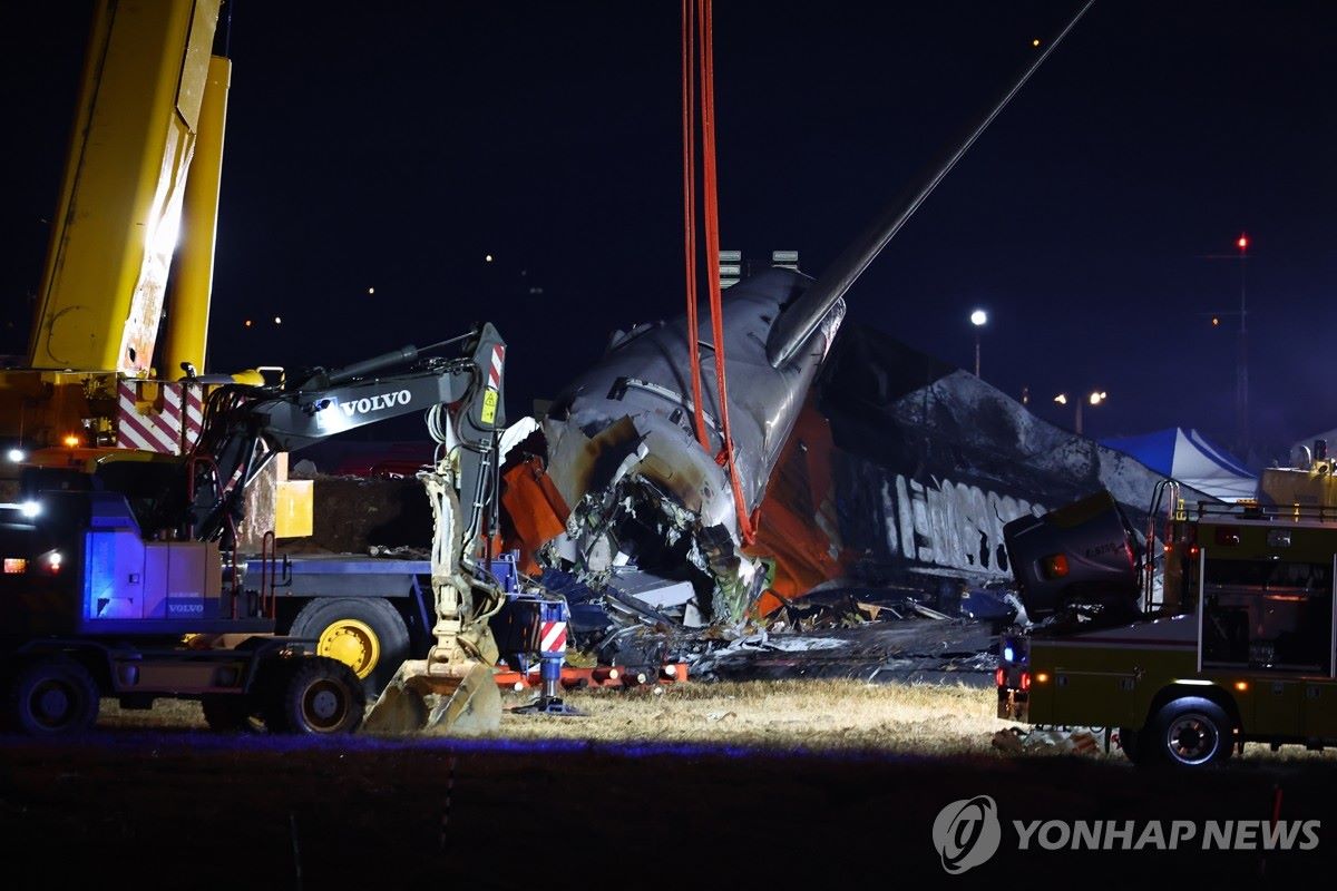 Hiện trường vụ tai nạn máy bay của hãng Jeju Air. Ảnh: Yonhap