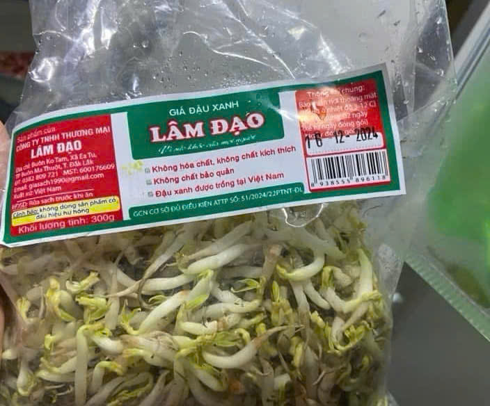Bean sprouts soaked in banned substances of Lam Dao Trading Company Limited (Buon Ma Thuot City, Dak Lak Province) circulated on the market. Photo: Uy Nguyen