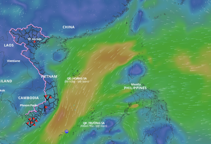 The low pressure area at 7am this morning, December 30, was located at about 6-8 degrees north latitude, 113-115 degrees east longitude. Photo: Vietnam Disaster Monitoring System
