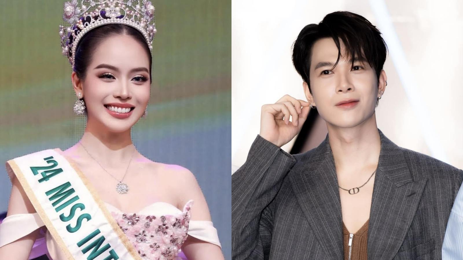 Miss Thanh Thuy and singer Anh Tu Atus. Photo: FBNV