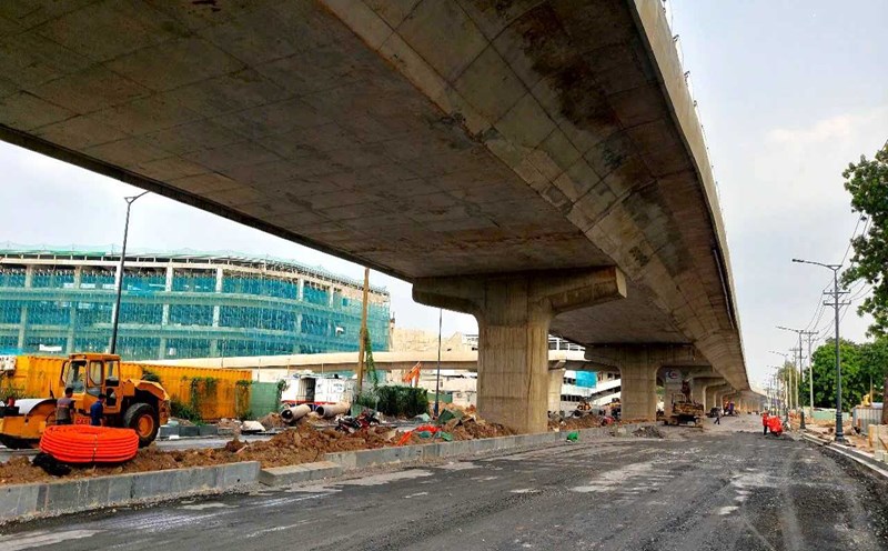 The overpass in front of Terminal T3 of Tan Son Nhat Airport is nearly completed. Photo: Minh Quan