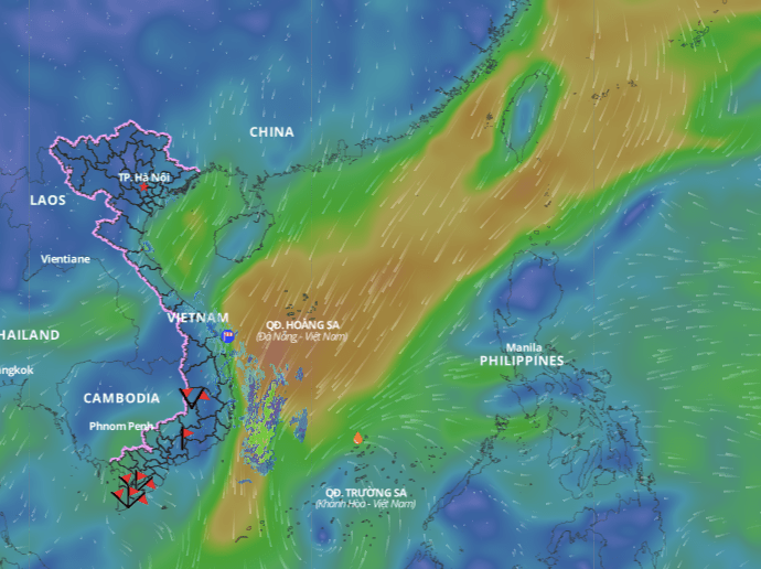 The low pressure area is located at 7 - 9 degrees north latitude, 112 - 114 degrees east longitude. Photo: Vietnam Disaster Monitoring System