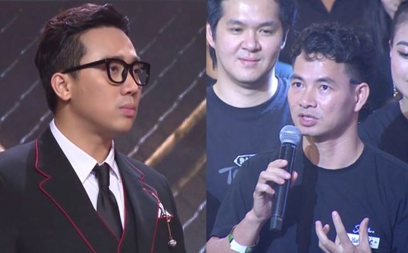MC Tran Thanh and People's Artist Xuan Bac once had an exchange on the show Rap Viet. Photo: Cut from video