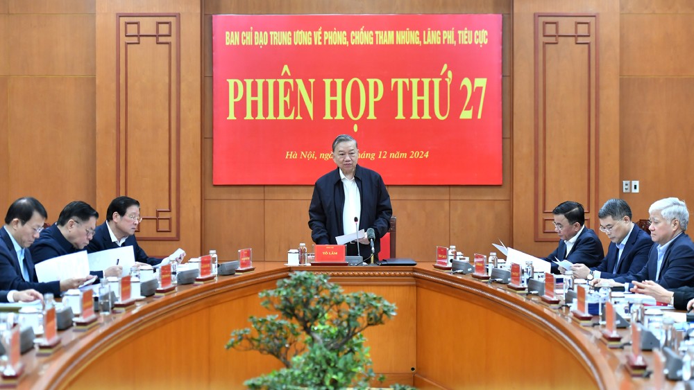 General Secretary To Lam chairs the 27th meeting of the Central Steering Committee on anti-corruption and anti-waste. Photo: Dang Khoa