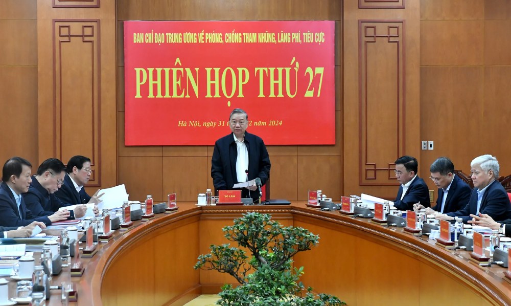 General Secretary To Lam chairs the 27th meeting of the Central Steering Committee on preventing and combating corruption, waste and negativity. Photo: Dang Khoa