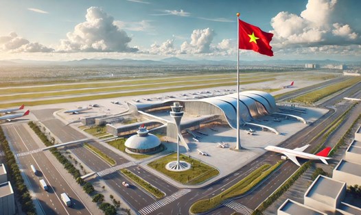 Ảnh minh họa sử dụng AI về cảng hàng không thứ 2 ở phía Nam, Hà Nội.