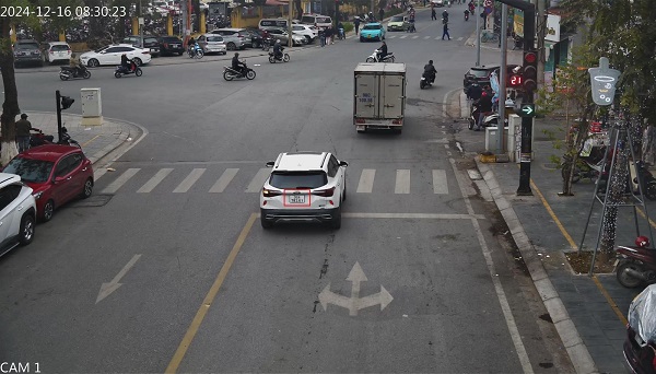 Car ran red light at Le Loi - Nguyen Van Cu intersection, Bac Giang city and was fined. Photo: Bac Giang city police