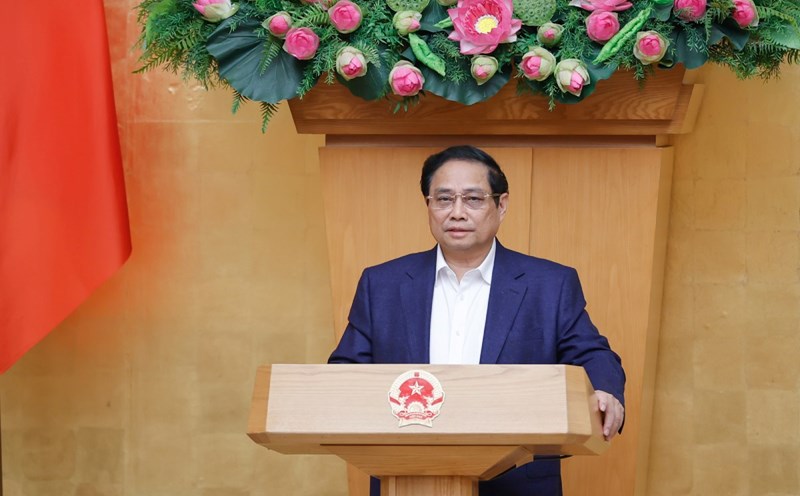 Prime Minister Pham Minh Chinh speaks at the conference. Photo: VGP