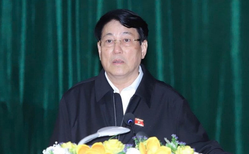 President Luong Cuong speaks at the meeting with voters. Photo: Minh Hieu