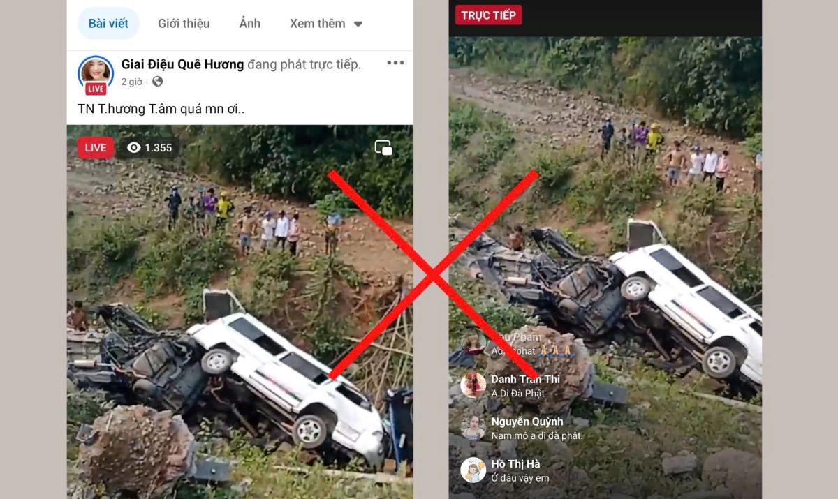 Image of social media account "live" traffic accident. Screenshot.