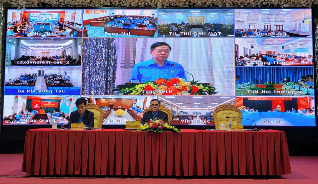 President of the Vietnam General Confederation of Labor Nguyen Dinh Khang attended the conference. Photo: L.Ngoc