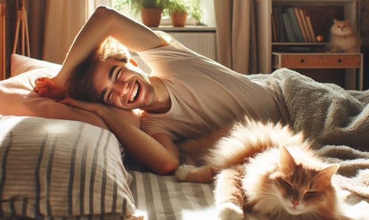 Tạo thói quen lành mạnh vào buổi sáng khi thức dậy sẽ giúp bạn nâng cao sức khỏe, giải độc cơ thể hiệu quả. Ảnh - AI: Ngọc Thùy