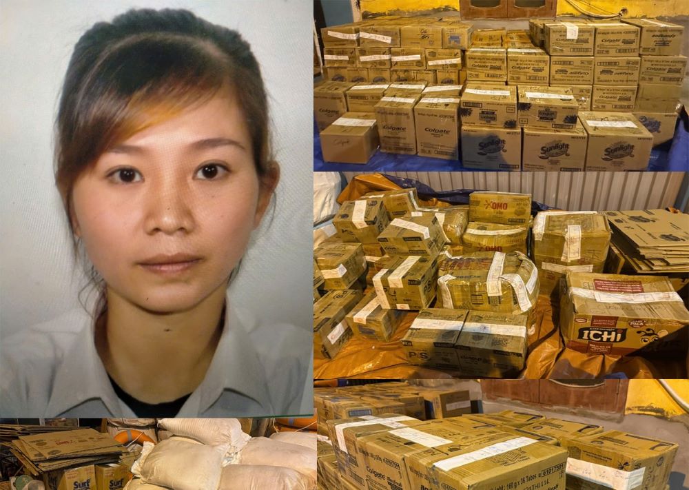 Trịnh Thị Liên và hàng giả mạo. Ảnh: CATH