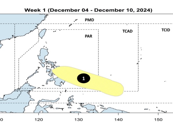 Ap thap moi gan Bien Dong du kien hinh thanh trong tuan tu ngay 4-10.12. Anh: PAGASA