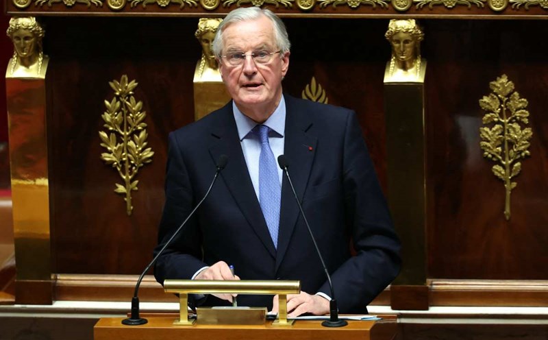 French Prime Minister Michel Barnier speaks before the vote of no confidence on December 4. Photo: AFP