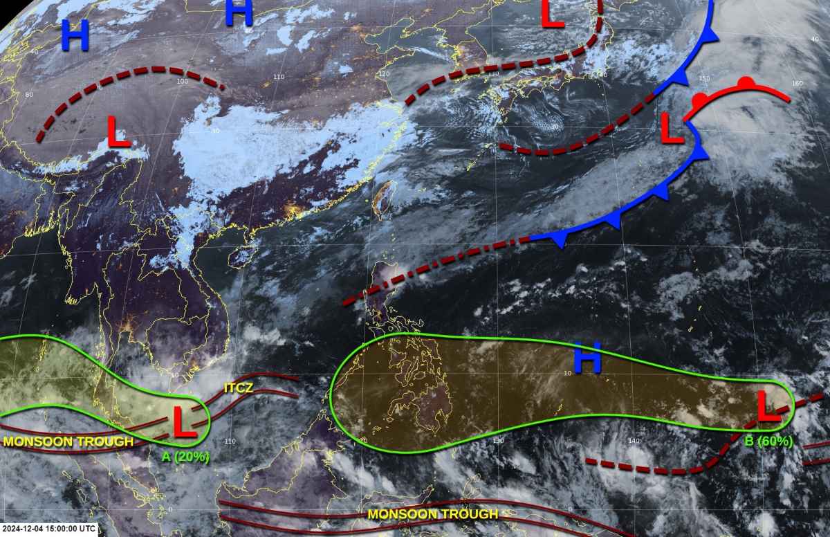 Hai vung ap thap A va B duoc JTWC theo doi ngay 5.12.2024. Anh: JTWC