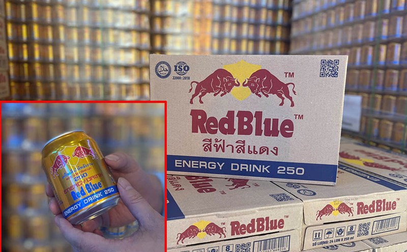 Products suspected of being counterfeit Red Bull. Photo: Quyen Luu/General Department of Market Management