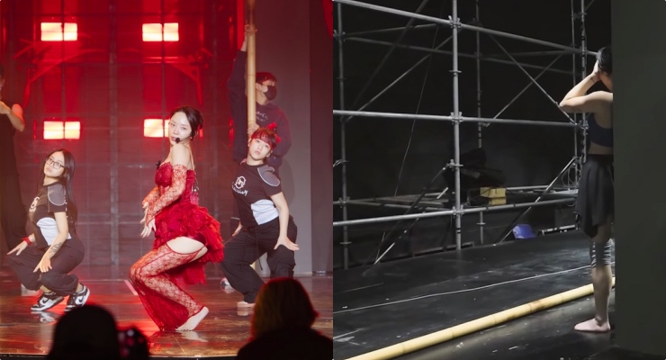 Toc Tien cried during the rehearsal of the performance 2 Sister Who Makes Wave. Photo: Producer.