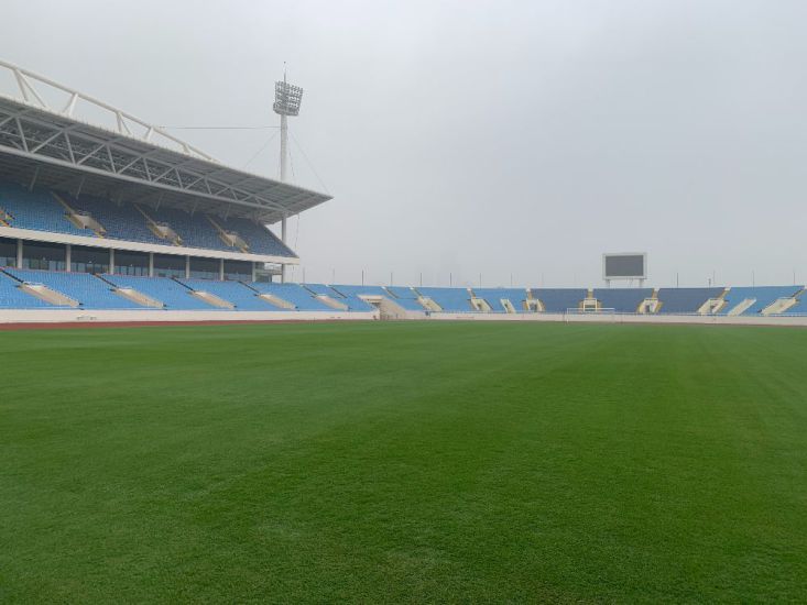 The grass of My Dinh Stadium before the match between Vietnam and Indonesia in the second qualifying round of the 2026 World Cup (March 2024). Photo: Thu Khuc