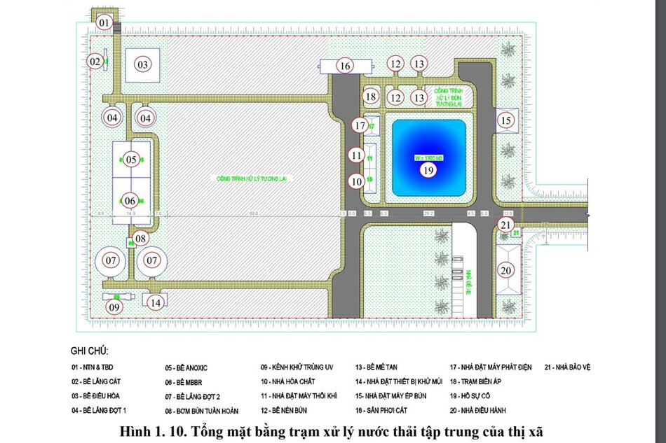 Tong mat bang cua tram xu ly nuoc thai. Anh: Chu dau tu.