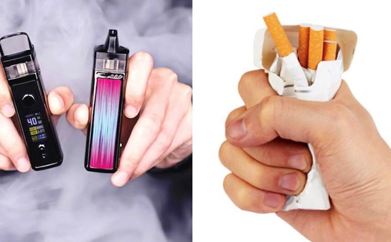 E-cigarettes and cigarettes are both harmful to human health. Graphics: Huong Giang