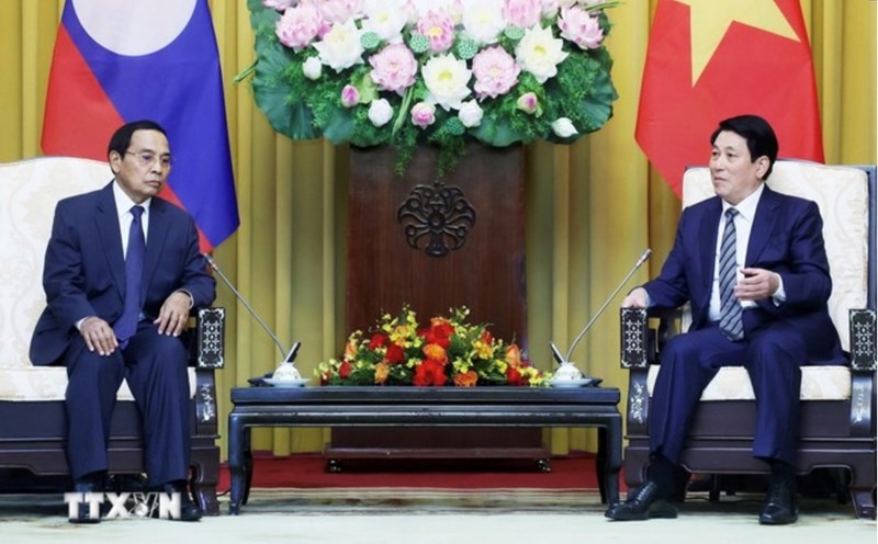 President Luong Cuong affirmed that Vietnam always attaches importance to and gives the highest priority to the special solidarity relationship between Vietnam and Laos. Photo: VNA