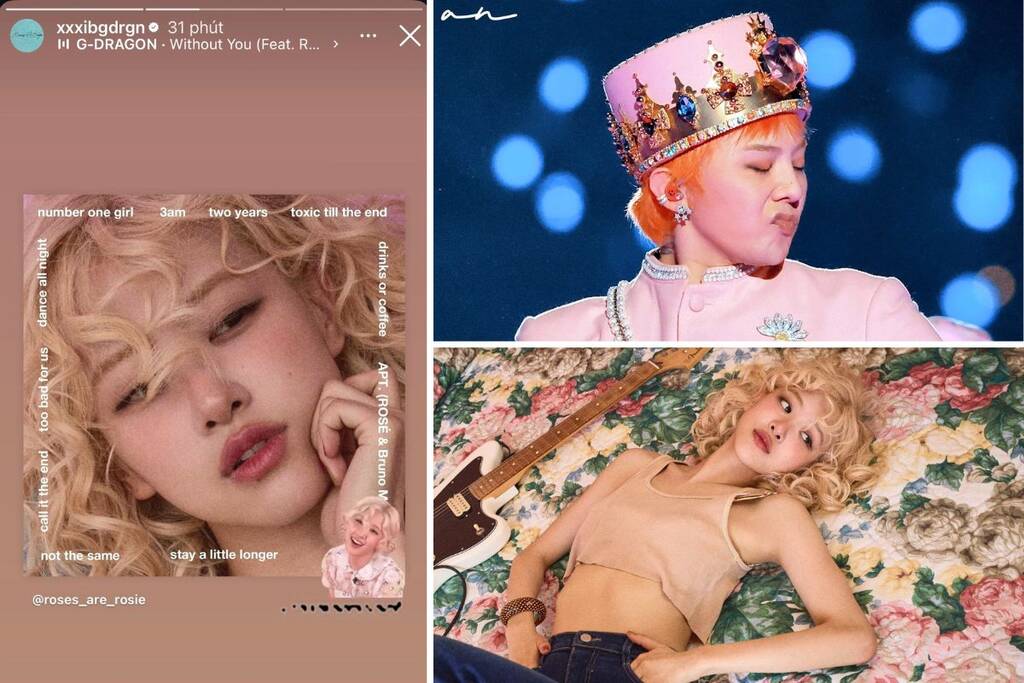 G-Dragon chia se bai dang ung ho album “rosie” cua Rose. Anh: Instagram