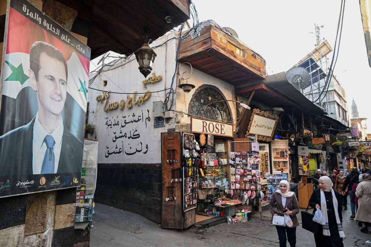 Portrait of Syrian President Bashar al-Assad in the old quarter of the capital Damascus on January 6, 2024. Photo: AFP