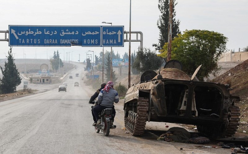 Syrian government vehicles in Hama province on December 7. Photo: AFP