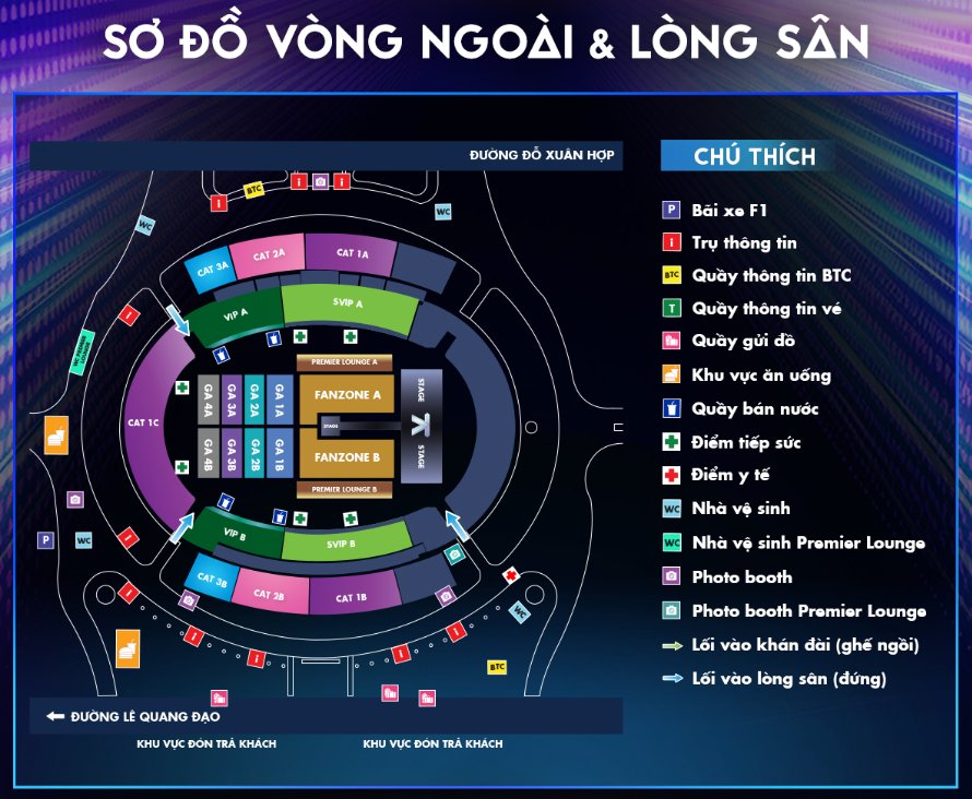 So do khu vuc trong va ngoai san van dong co cac diem y te, diem tiep suc. Anh: BTC