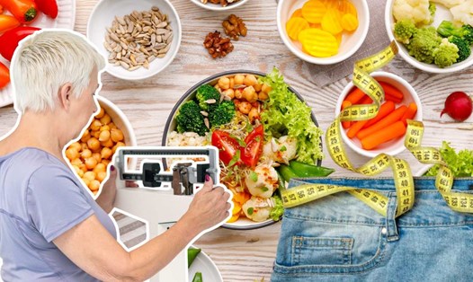 Ăn uống lành mạnh giúp giảm mỡ bụng ở độ tuổi 40 và 50. Đồ họa: Thanh Thanh