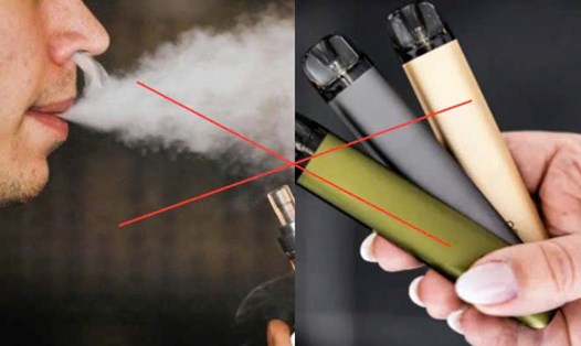 Lượng khói 1 lần hút thuốc lá điện tử bằng với 20 điếu thuốc lá truyền thống. Đồ họa: Hương Giang
