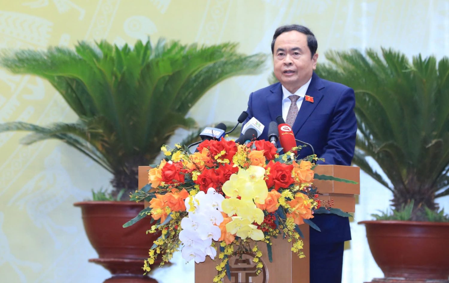 National Assembly Chairman Tran Thanh Man delivers a speech at the session. Photo: Hanoi People's Council