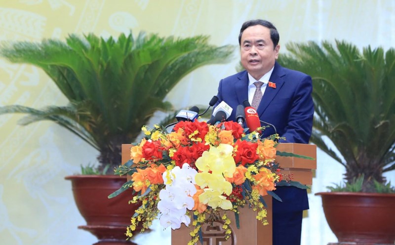 National Assembly Chairman Tran Thanh Man delivers a speech at the session. Photo: Hanoi People's Council