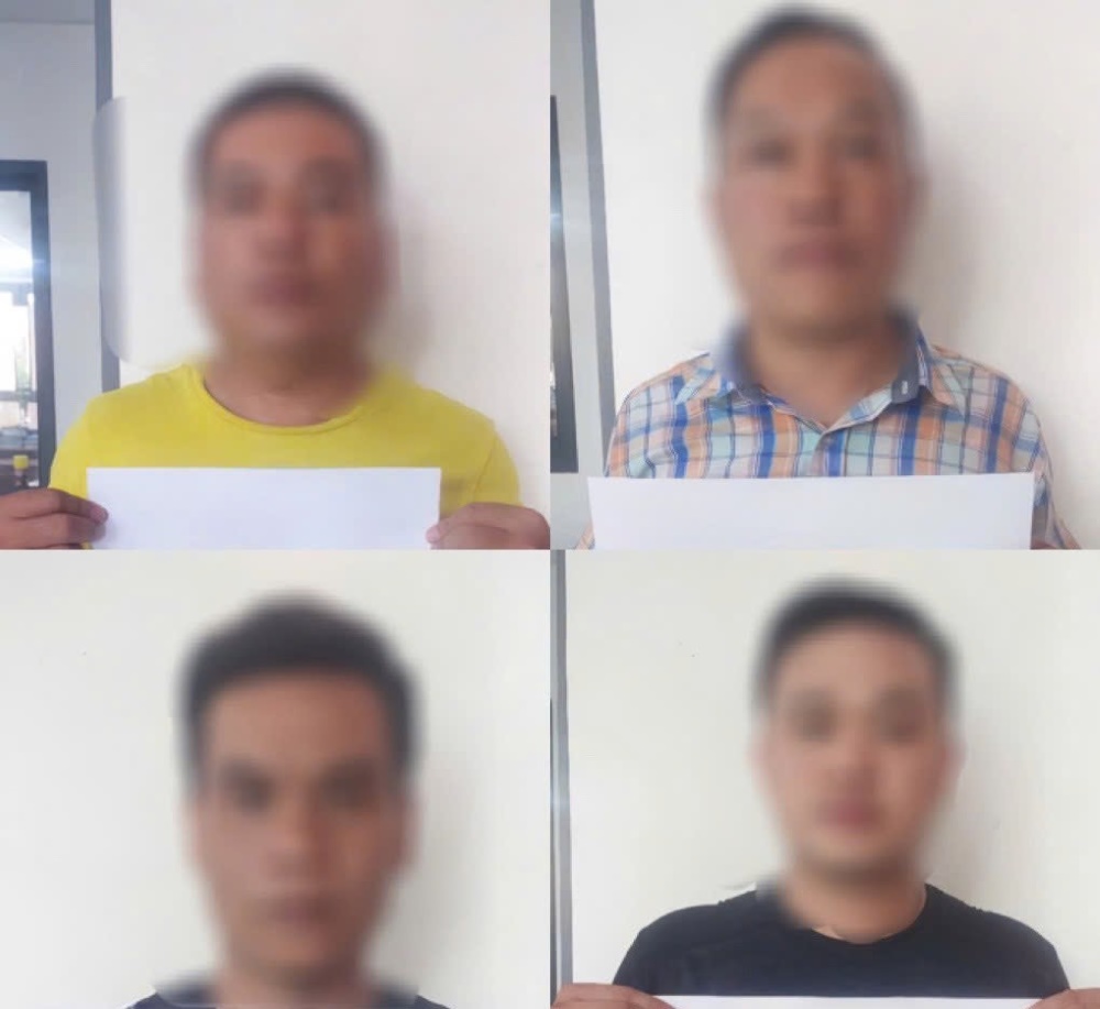 Các đối tượng trong đường dây cò đổi bằng lái xe, gian lận xét nghiệm ma túy bị tạm giữ. Ảnh: Công an
