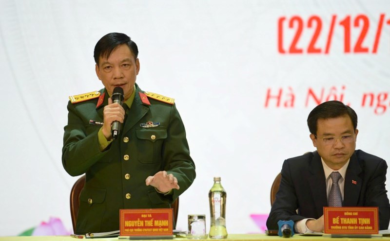 Colonel Nguyen The Manh - Deputy Director of the Propaganda Department (General Department of Politics of the Vietnam People's Army) spoke at the press conference. Photo: T.Vuong