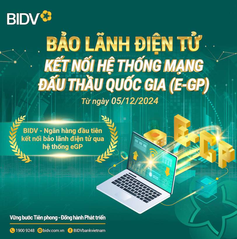 Pioneering bank connects to National Bidding Network to deploy electronic bid security. Photo: BIDV