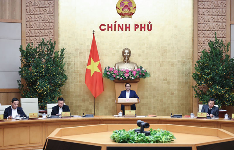 Thủ tướng Chính phủ Phạm Minh Chính chủ trì phiên họp Chính phủ tháng đầu tiên của năm 2024. Ảnh: Nhật Bắc
