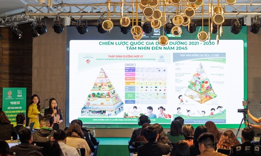PGS.TS Bùi Thị Nhung trình bày về tình trạng thừa cân béo phì ở trẻ nhỏ hiện nay. Ảnh: Hà Lê