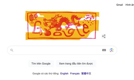 Google Doodle hôm nay (10.2) chúc mừng Tết Nguyên đán. Ảnh chụp màn hình