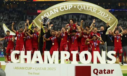Tuyển Qatar trở thành đội đầu tiên kể từ tuyển Nhật Bản năm 2004 bảo vệ thành công chức vô địch Asian Cup. Ảnh: Aljazeera