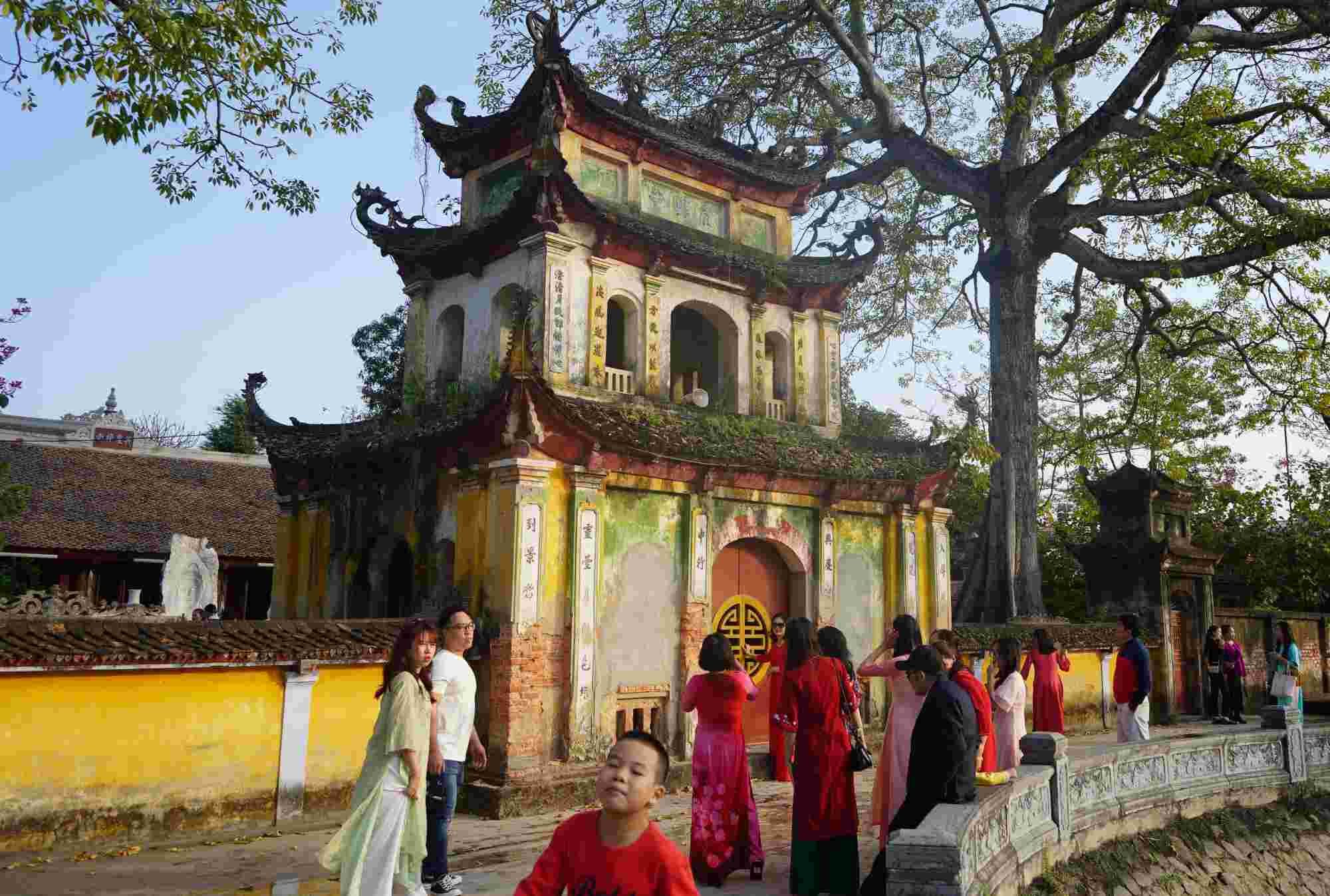 HOA GẠO NỞ RỰC ĐỎ TRƯỚC SÂN CHÙA HƯNG KHÁNH VÀO MÙA XUÂN ĐẸP MẮT