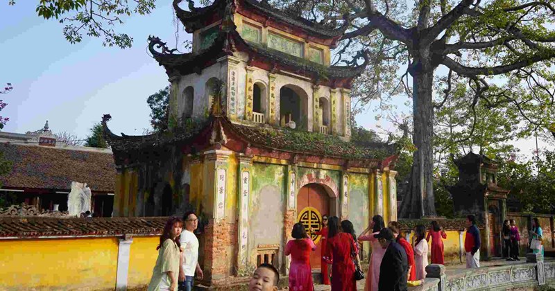 HOA GẠO NỞ RỰC ĐỎ TRƯỚC SÂN CHÙA HƯNG KHÁNH VÀO MÙA XUÂN ĐẸP MẮT