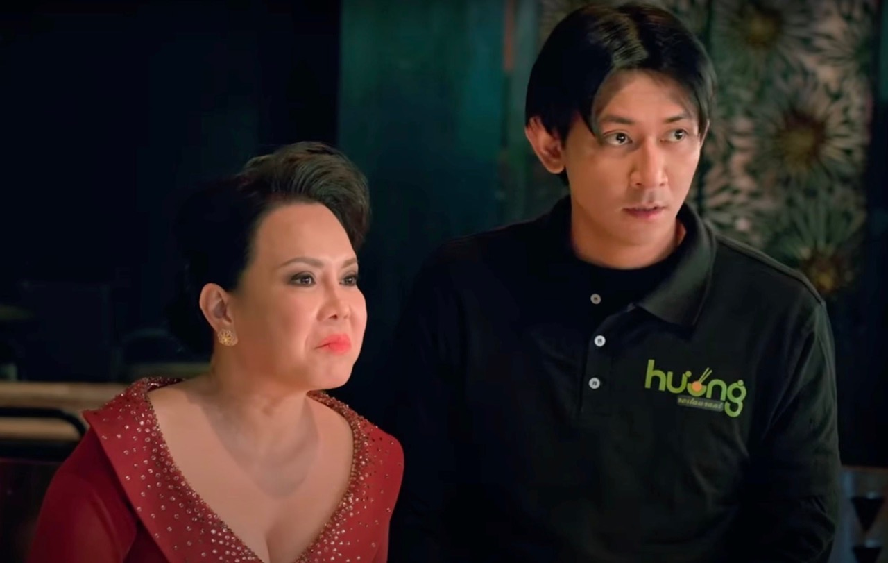 Việt Hương đóng phim Tết của Hoài Tâm. Ảnh: NSX.