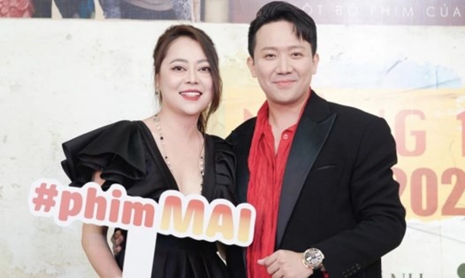 Ngọc Nguyễn và Trấn Thành trong sự kiện họp báo ra mắt phim "Mai". Ảnh: NSX